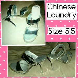 ON HOLD Chinese Laundry Platform Metallic Silver Heel